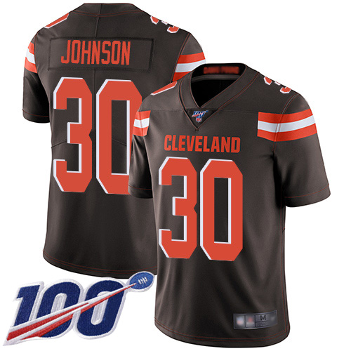 Cleveland Browns D Ernest Johnson Men Brown Limited Jersey #30 NFL Football Home 100th Season Vapor Untouchable->cleveland browns->NFL Jersey
